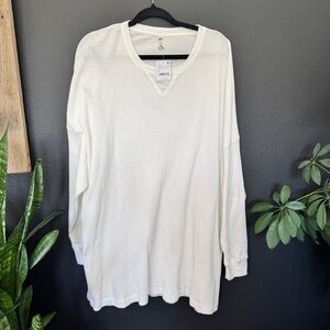 Free People Cream Waffle Thermal Oversized